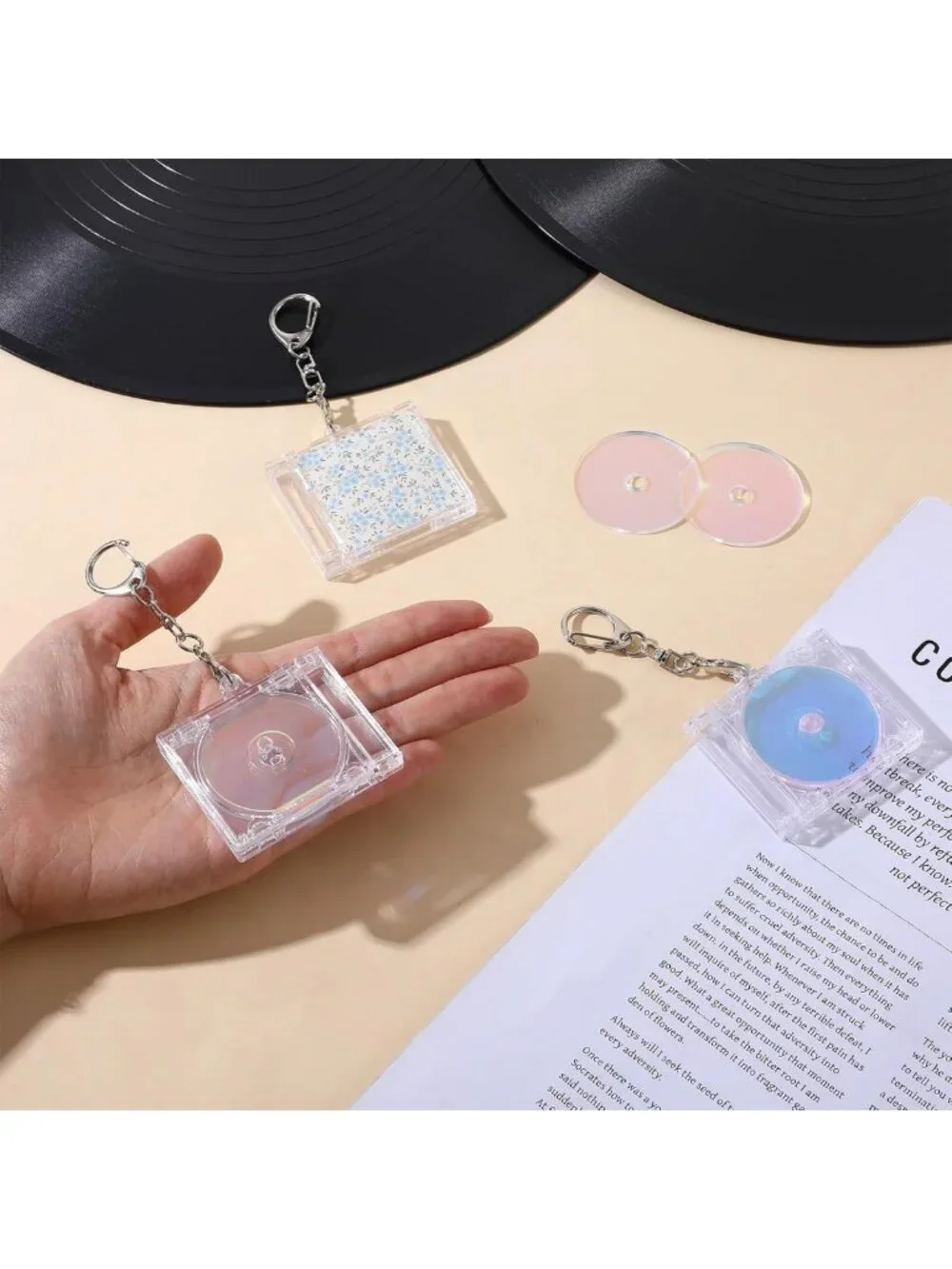 20 Mini CD Keychain Album Cases - Clear Plastic DVD Covers for DIY Decor & Gifts